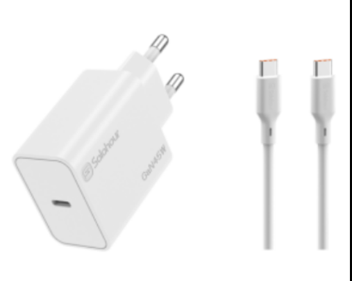GaN 45W Super Fast Charger With 1m C-C Cable  (1 Port | USB-C) EU Plug